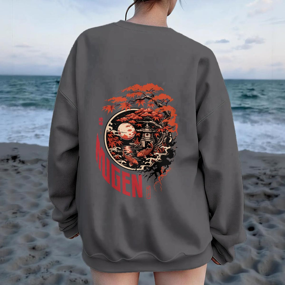 Japanese Garden Women's Drop Shoulder Crew Neck Sweatshirt