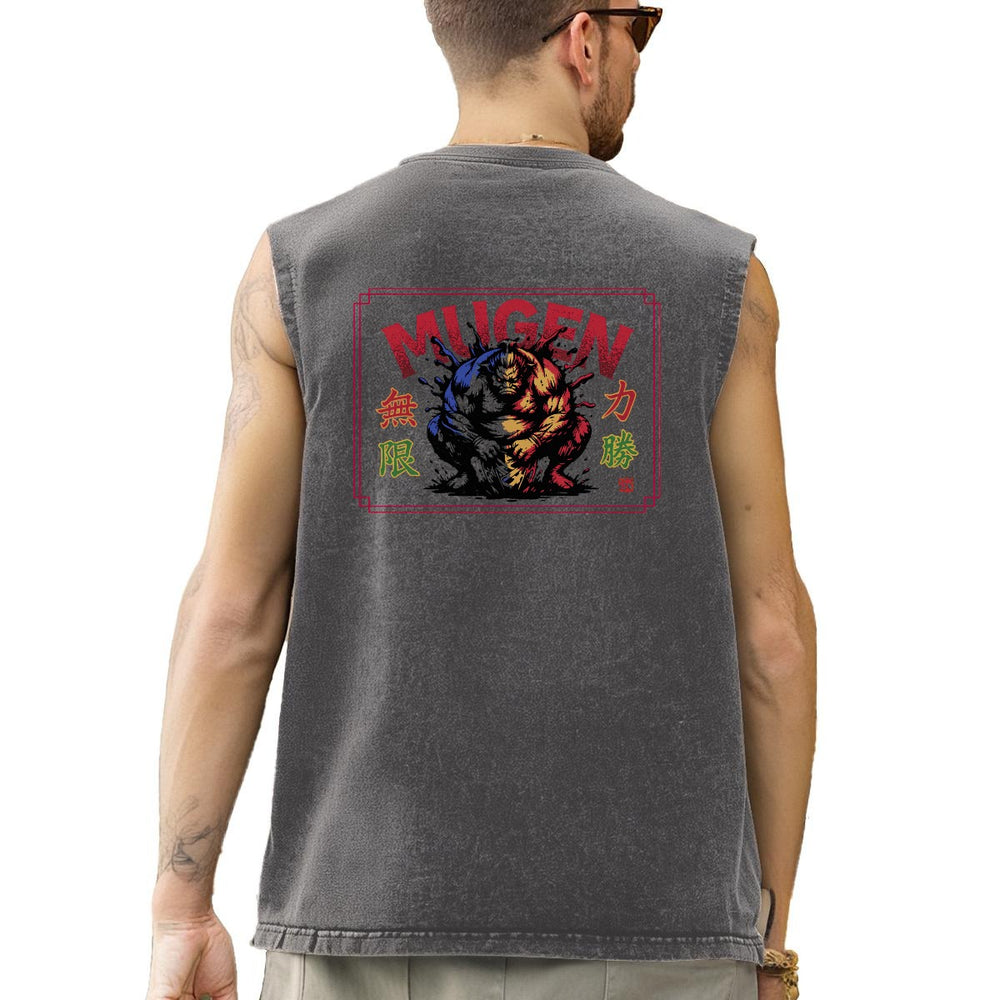 Washed Cotton Sleeveless T-Shirt - 100% Cotton