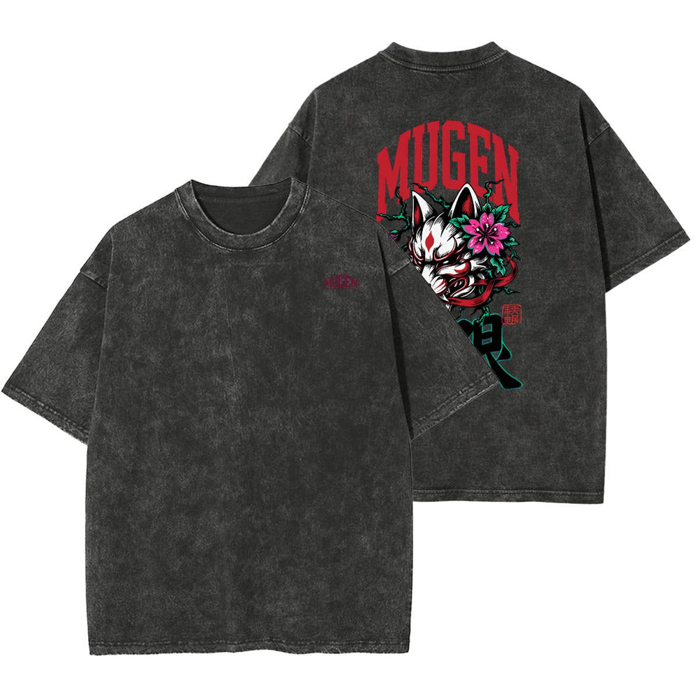 Kitsune Heavyweight Washed T-shirt - 100% Cotton