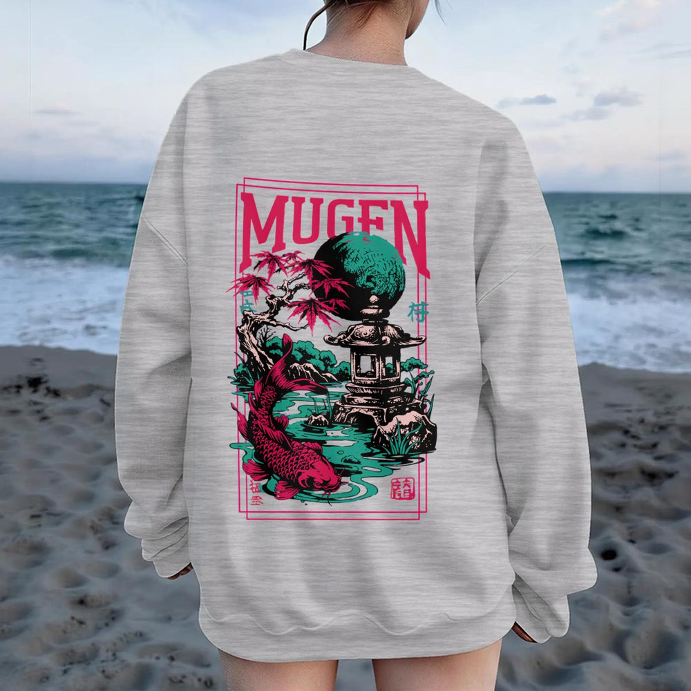 Japanese Garden Women's Drop Shoulder Crew Neck Sweatshirt