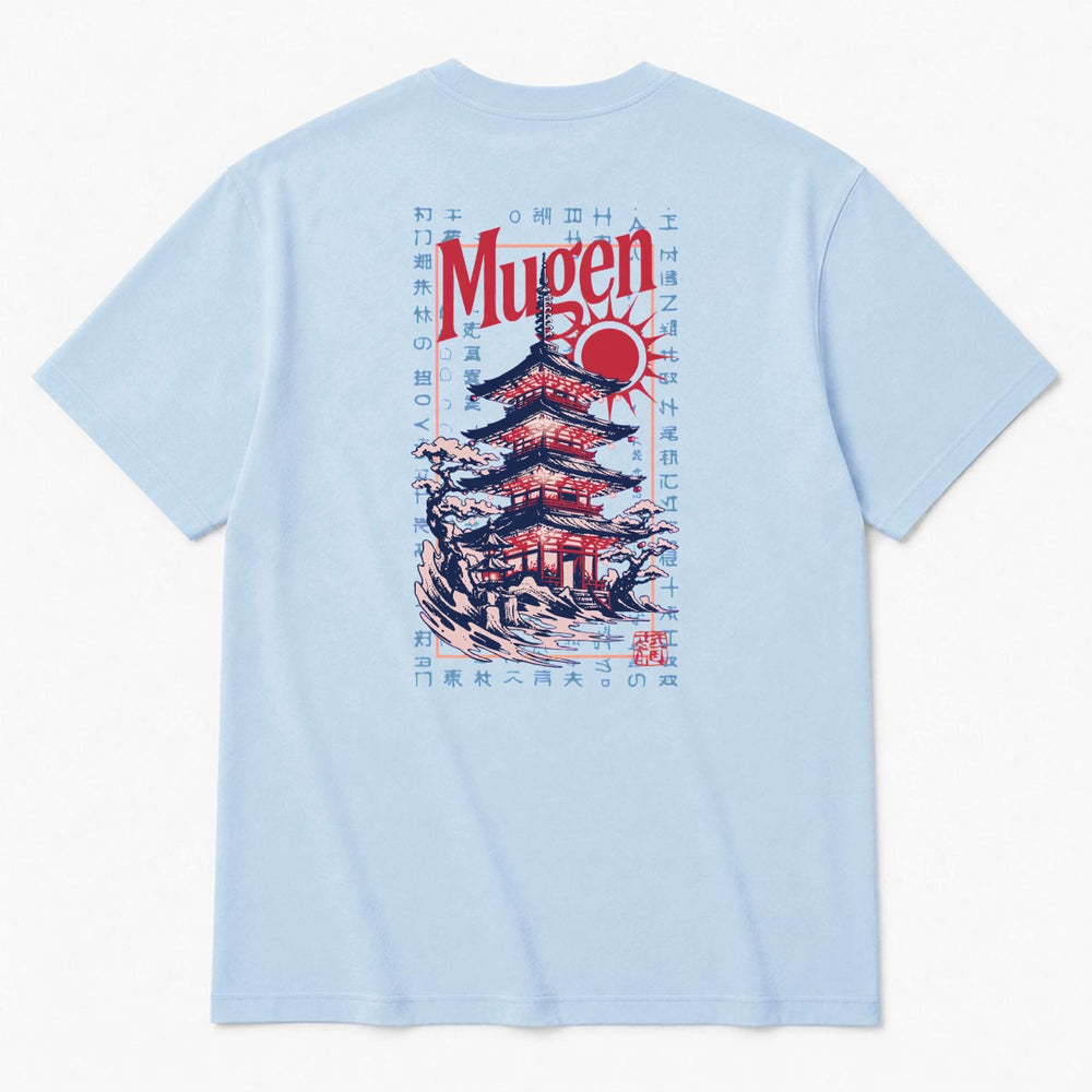 Japanese Pagoda Men's Heavyweight Crew Neck T-Shirt - 100% Cotton