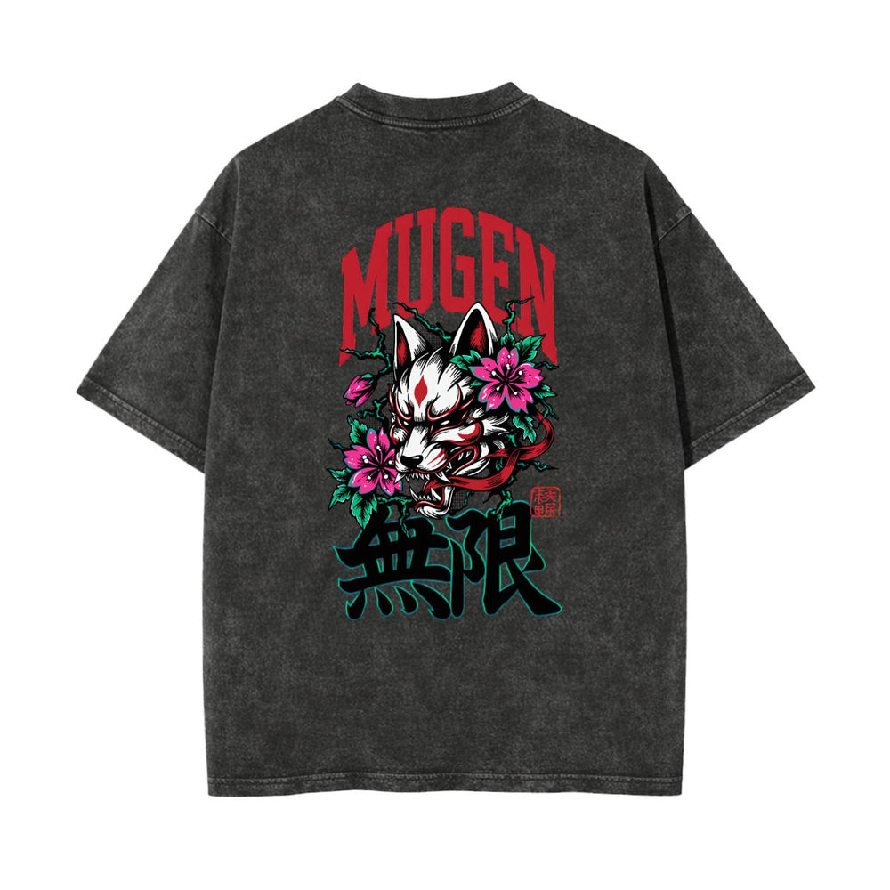 Kitsune Heavyweight Washed T-shirt - 100% Cotton