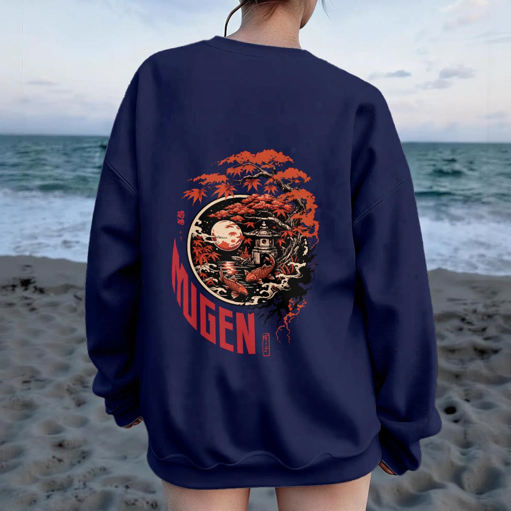 Japanese Garden Women's Drop Shoulder Crew Neck Sweatshirt