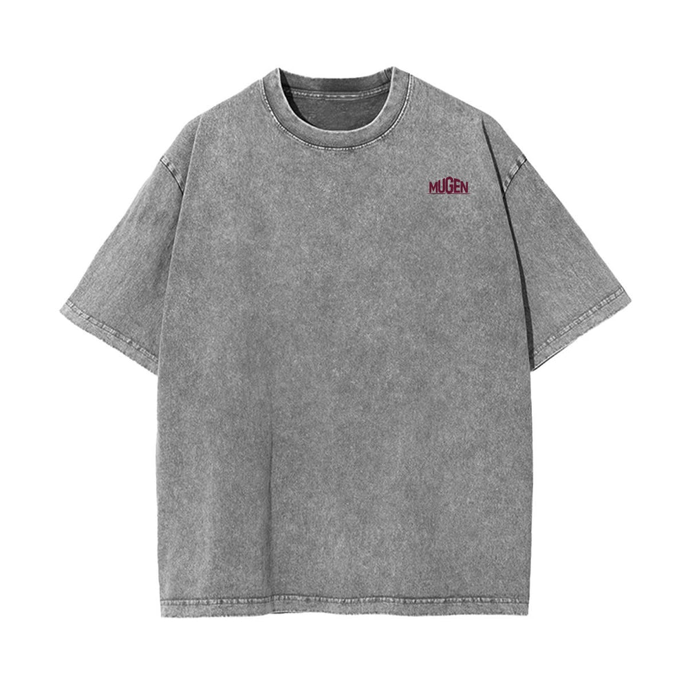 Skull with Oni Horns Heavyweight Washed T-shirt - 100% Cotton