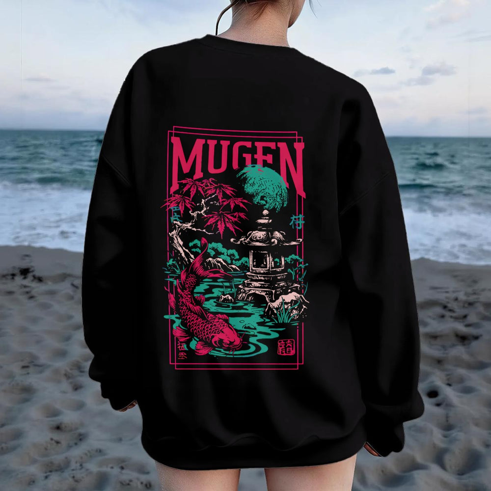Japanese Garden Women's Drop Shoulder Crew Neck Sweatshirt