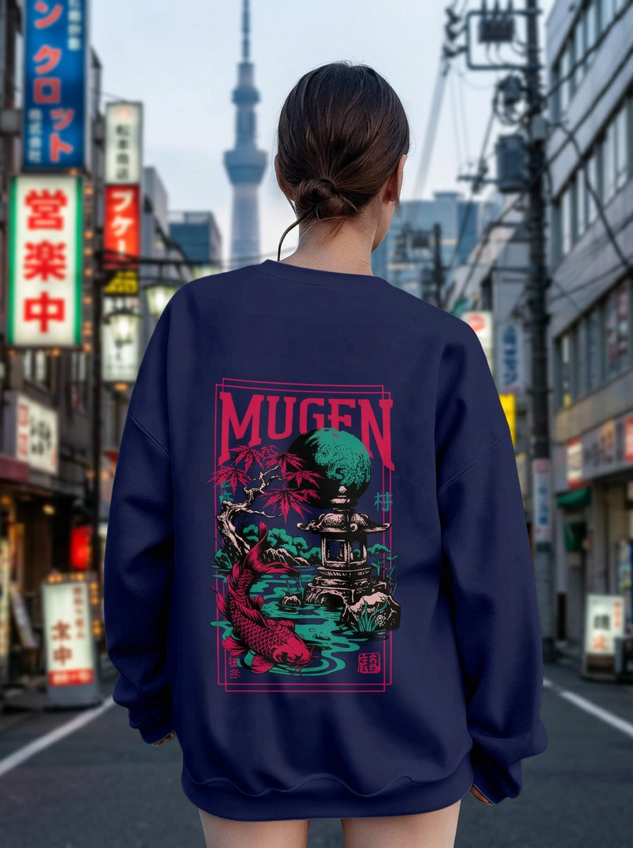 Japanese Garden Women's Drop Shoulder Crew Neck Sweatshirt