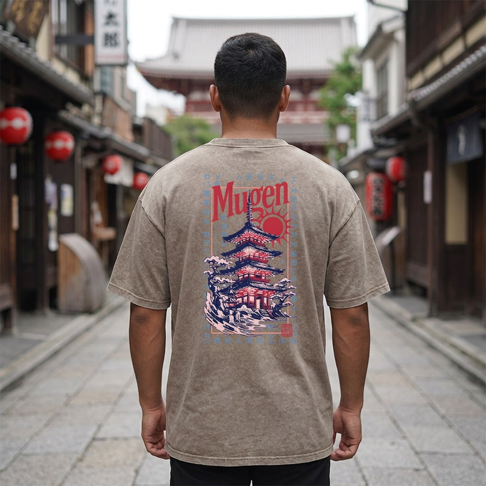 Japanese Pagoada Unisex Heavyweight T-shirt - 100% Cotton
