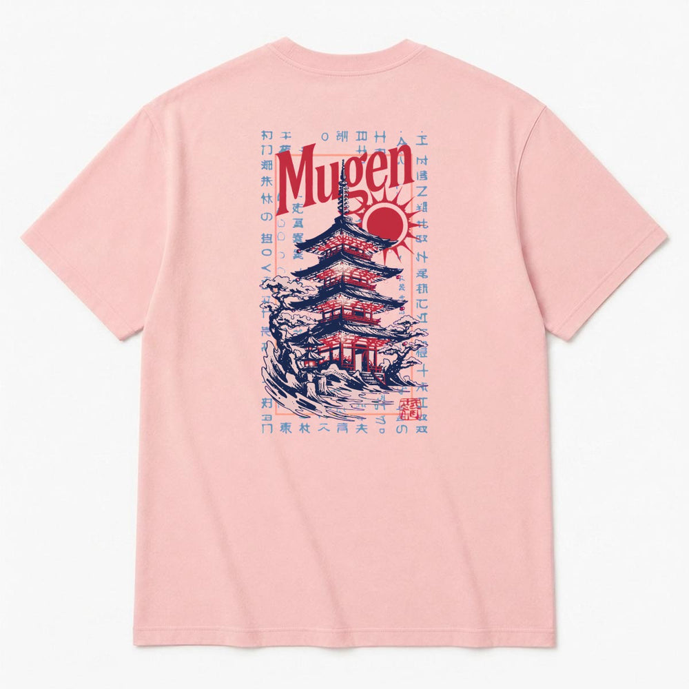 Japanese Pagoda Men's Heavyweight Crew Neck T-Shirt - 100% Cotton