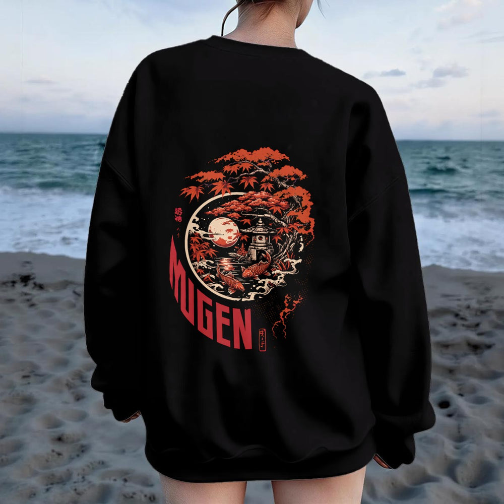 Japanese Garden Women's Drop Shoulder Crew Neck Sweatshirt