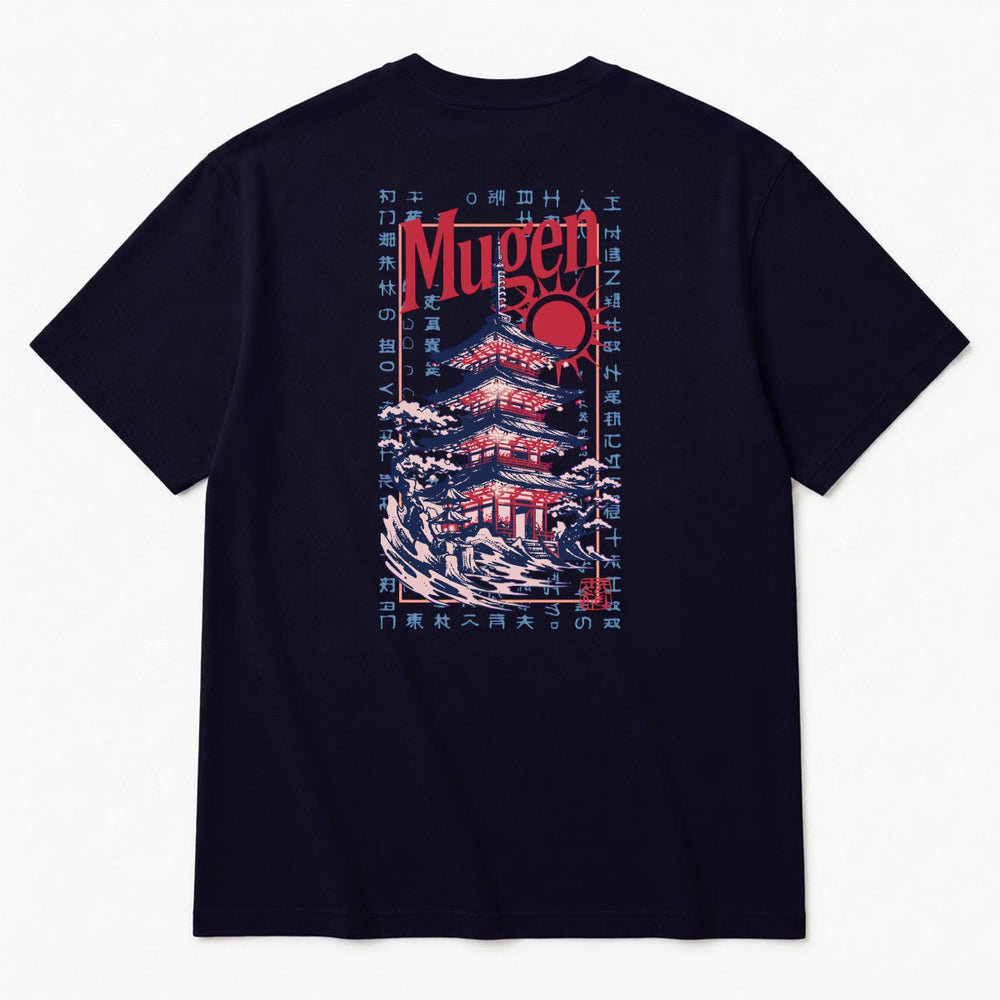 Japanese Pagoda Men's Heavyweight Crew Neck T-Shirt - 100% Cotton