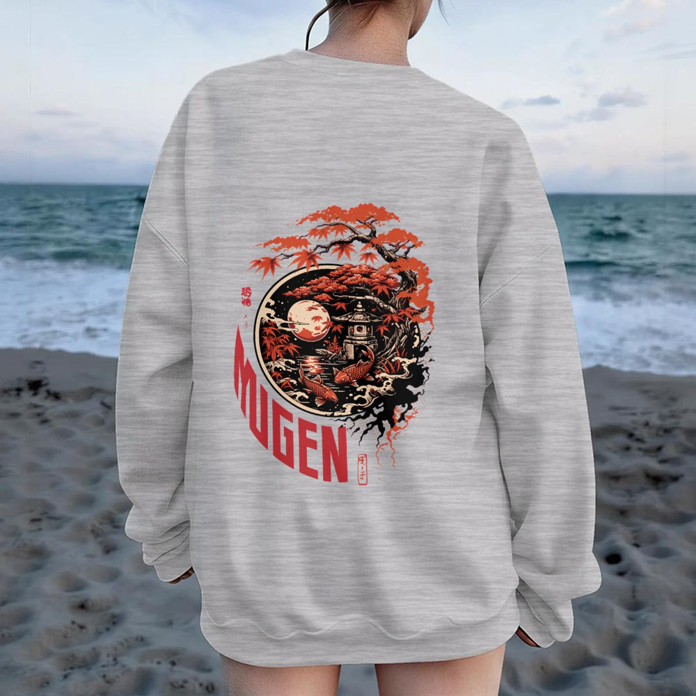 Japanese Garden Women's Drop Shoulder Crew Neck Sweatshirt