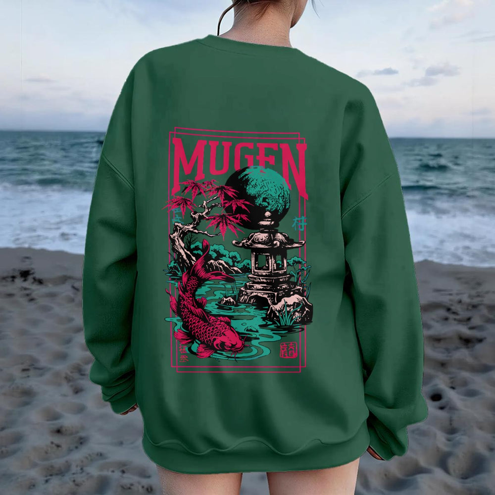 Japanese Garden Women's Drop Shoulder Crew Neck Sweatshirt