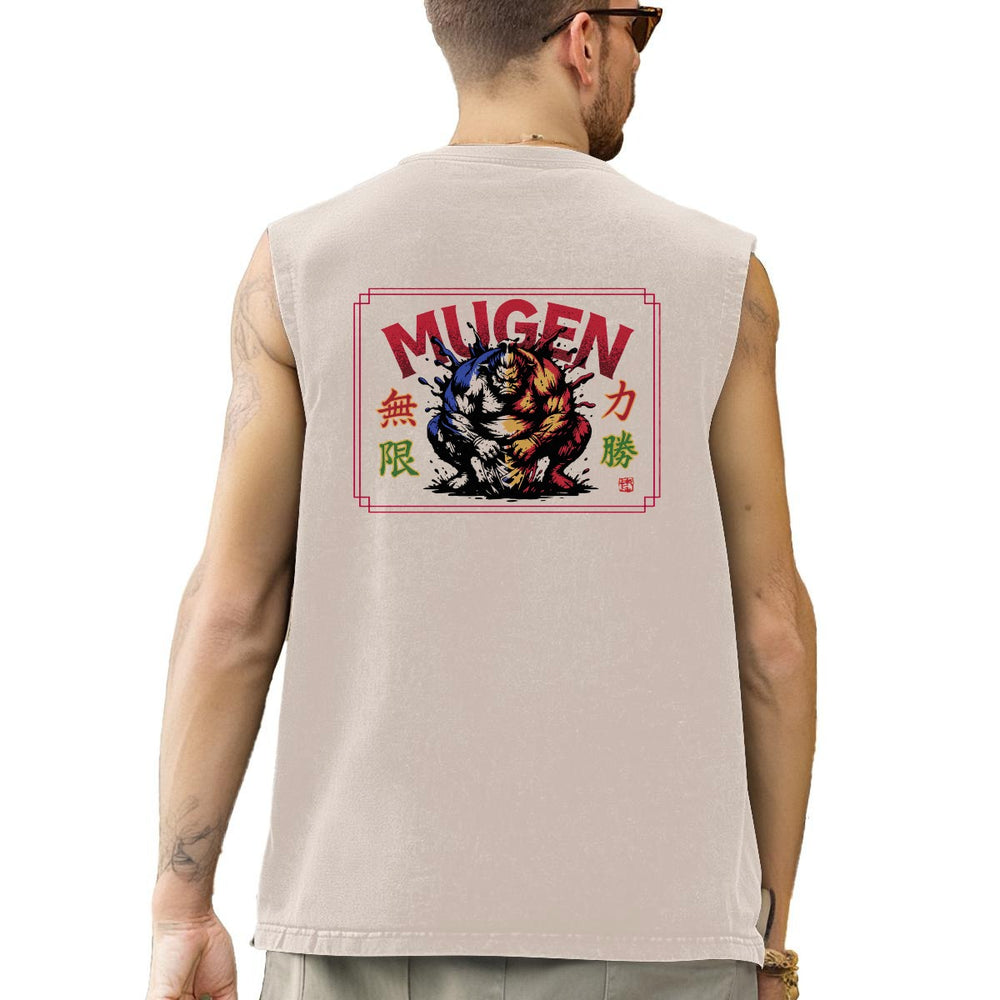 Washed Cotton Sleeveless T-Shirt - 100% Cotton