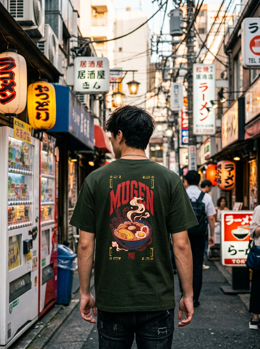Ramen Men's Heavyweight Crew Neck T-Shirt - 100% Cotton