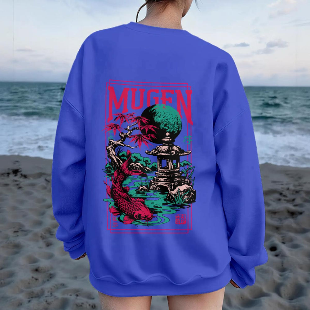 Japanese Garden Women's Drop Shoulder Crew Neck Sweatshirt