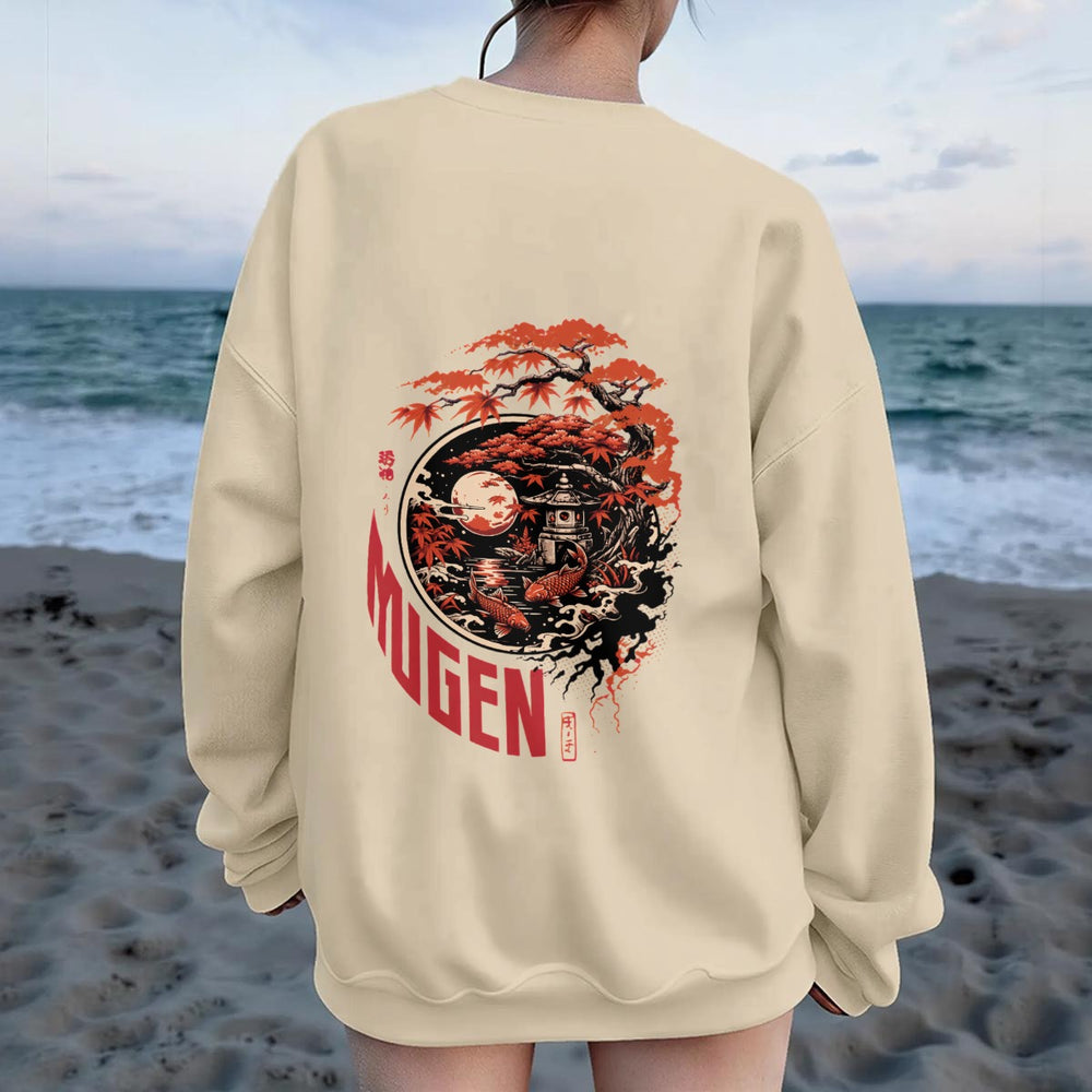 Japanese Garden Women's Drop Shoulder Crew Neck Sweatshirt