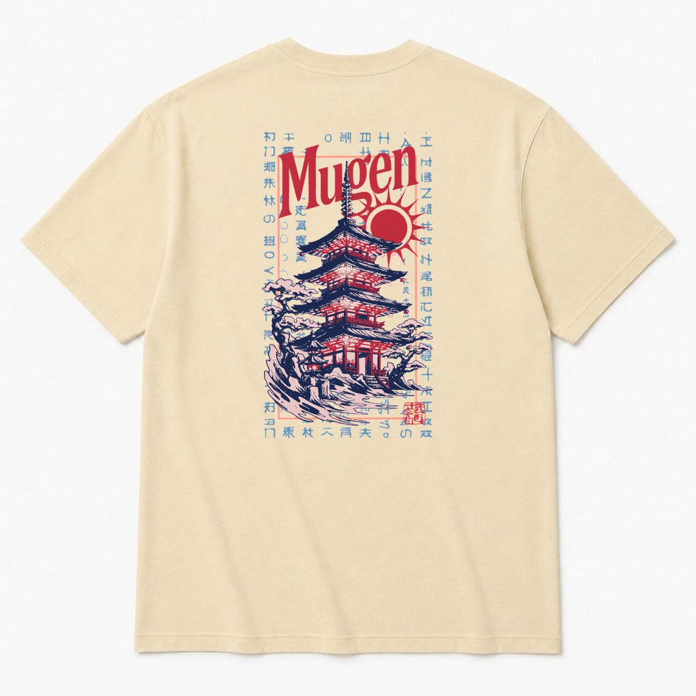 Japanese Pagoda Men's Heavyweight Crew Neck T-Shirt - 100% Cotton