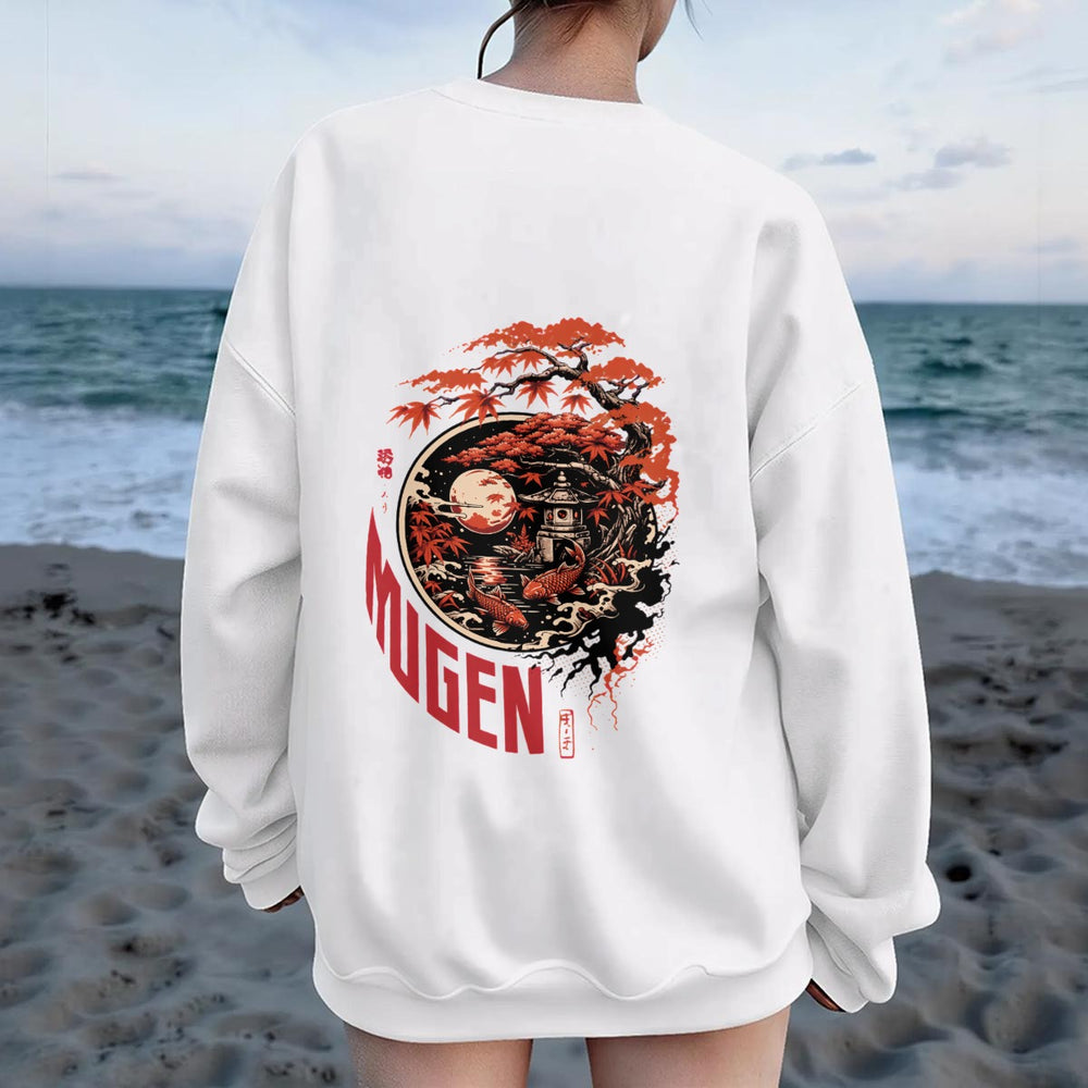 Japanese Garden Women's Drop Shoulder Crew Neck Sweatshirt