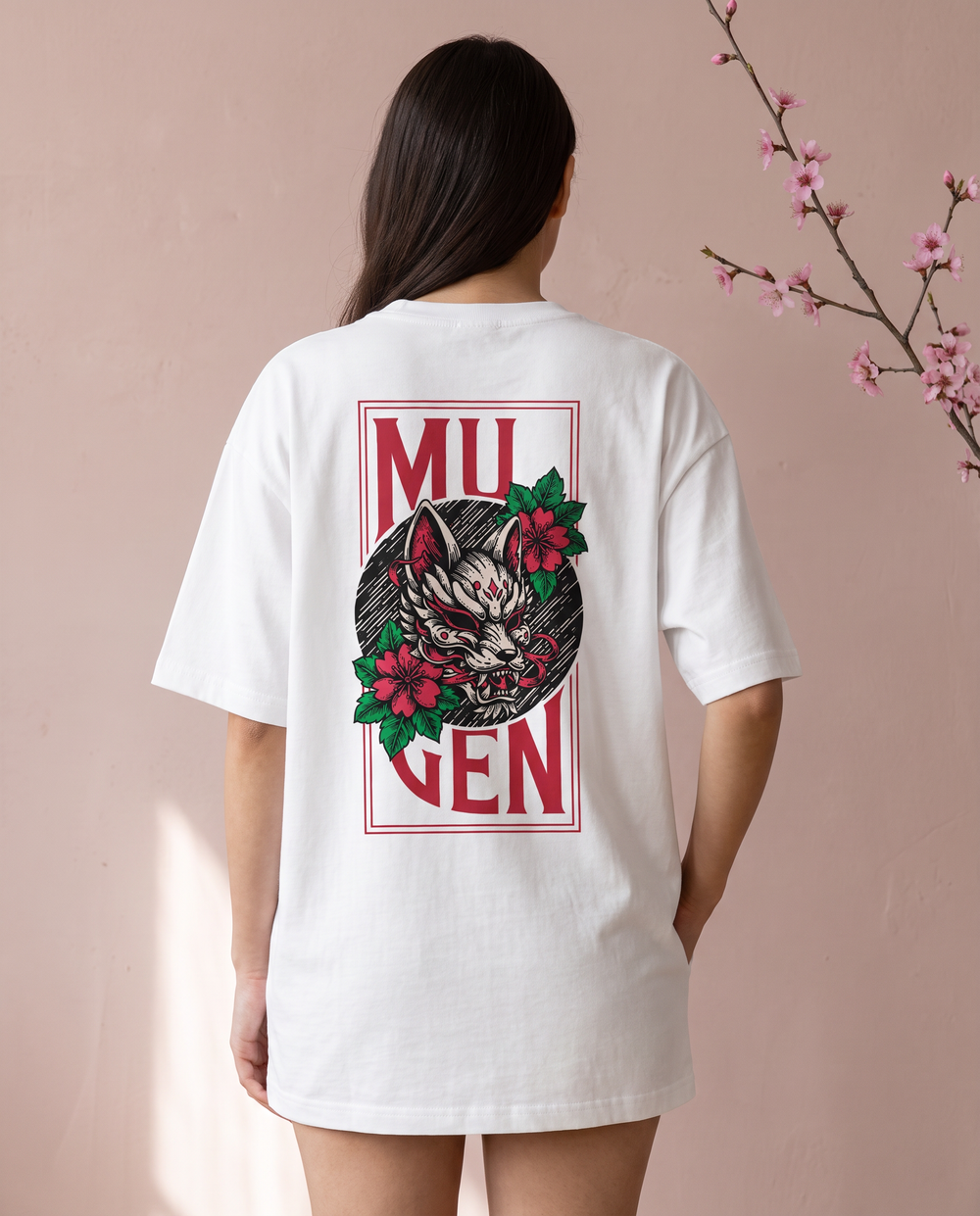 Heavyweight Unisex Crewneck T-shirt | Kitsune Flowers