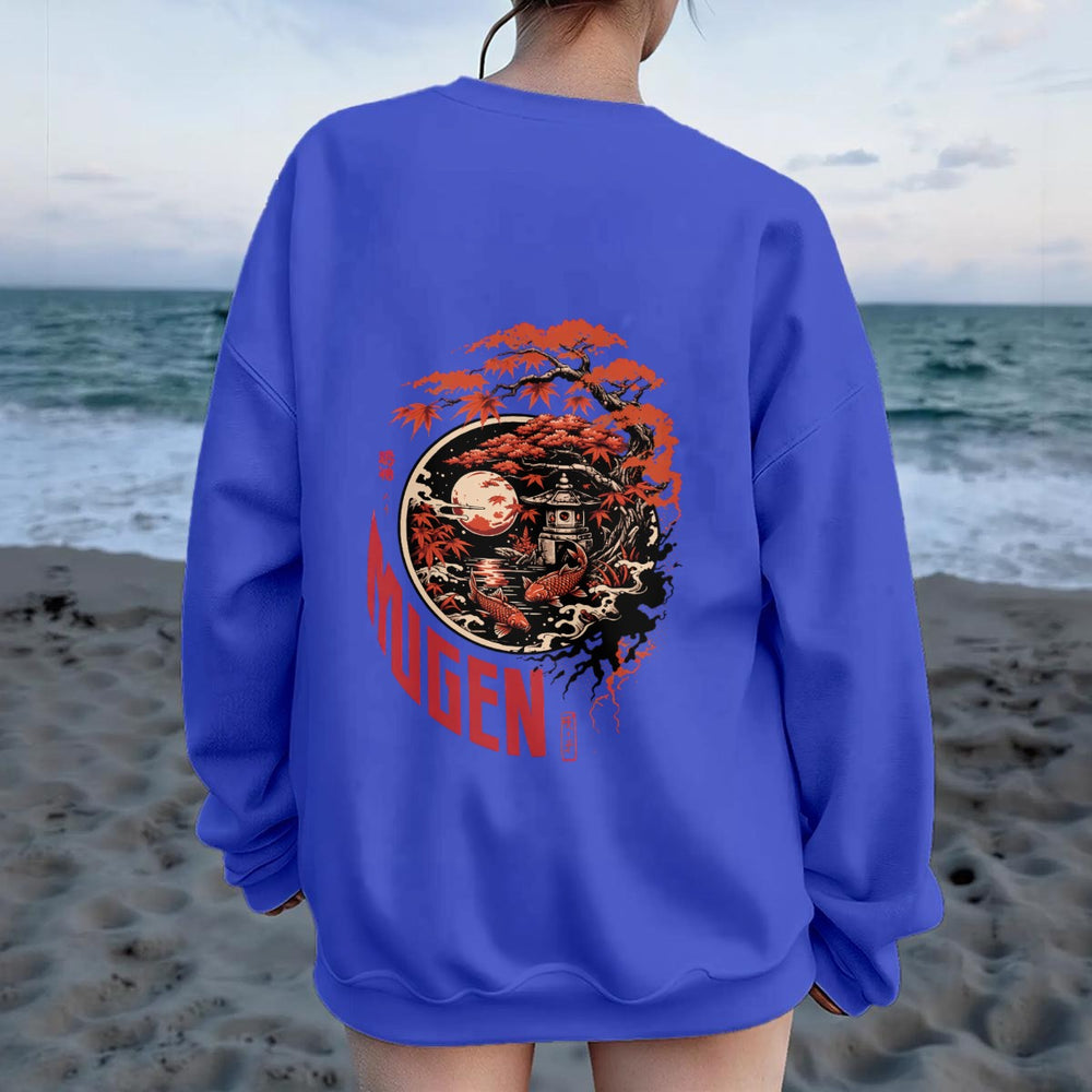 Japanese Garden Women's Drop Shoulder Crew Neck Sweatshirt