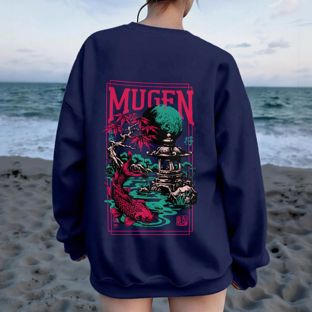 Japanese Garden Women's Drop Shoulder Crew Neck Sweatshirt