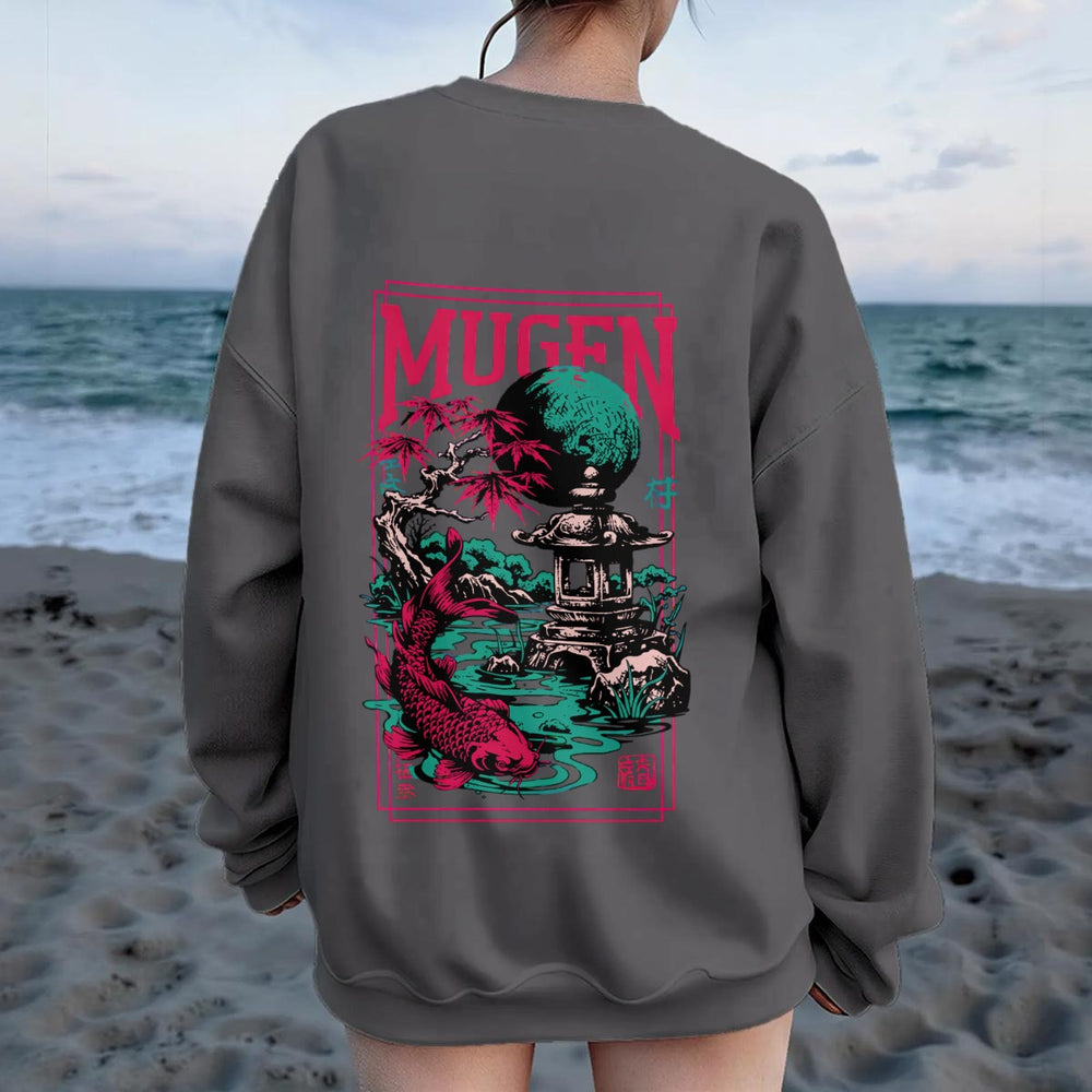 Japanese Garden Women's Drop Shoulder Crew Neck Sweatshirt