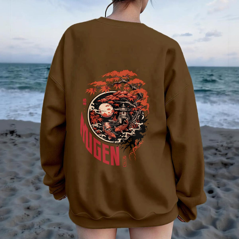 Japanese Garden Women's Drop Shoulder Crew Neck Sweatshirt