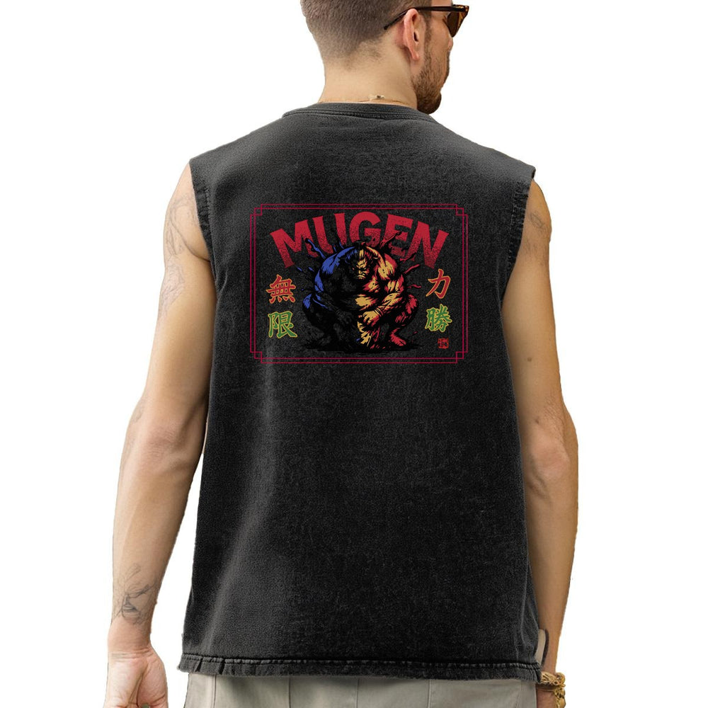 Washed Cotton Sleeveless T-Shirt - 100% Cotton