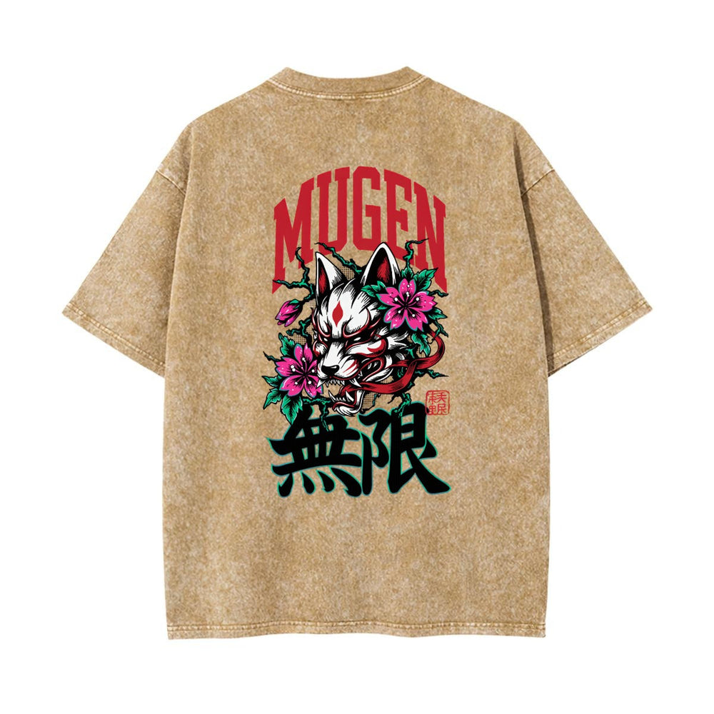 Kitsune Heavyweight Washed T-shirt - 100% Cotton