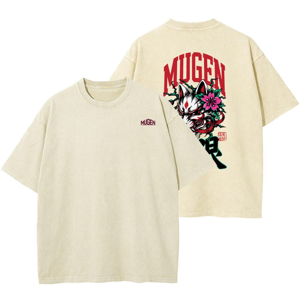 Kitsune Heavyweight Washed T-shirt - 100% Cotton