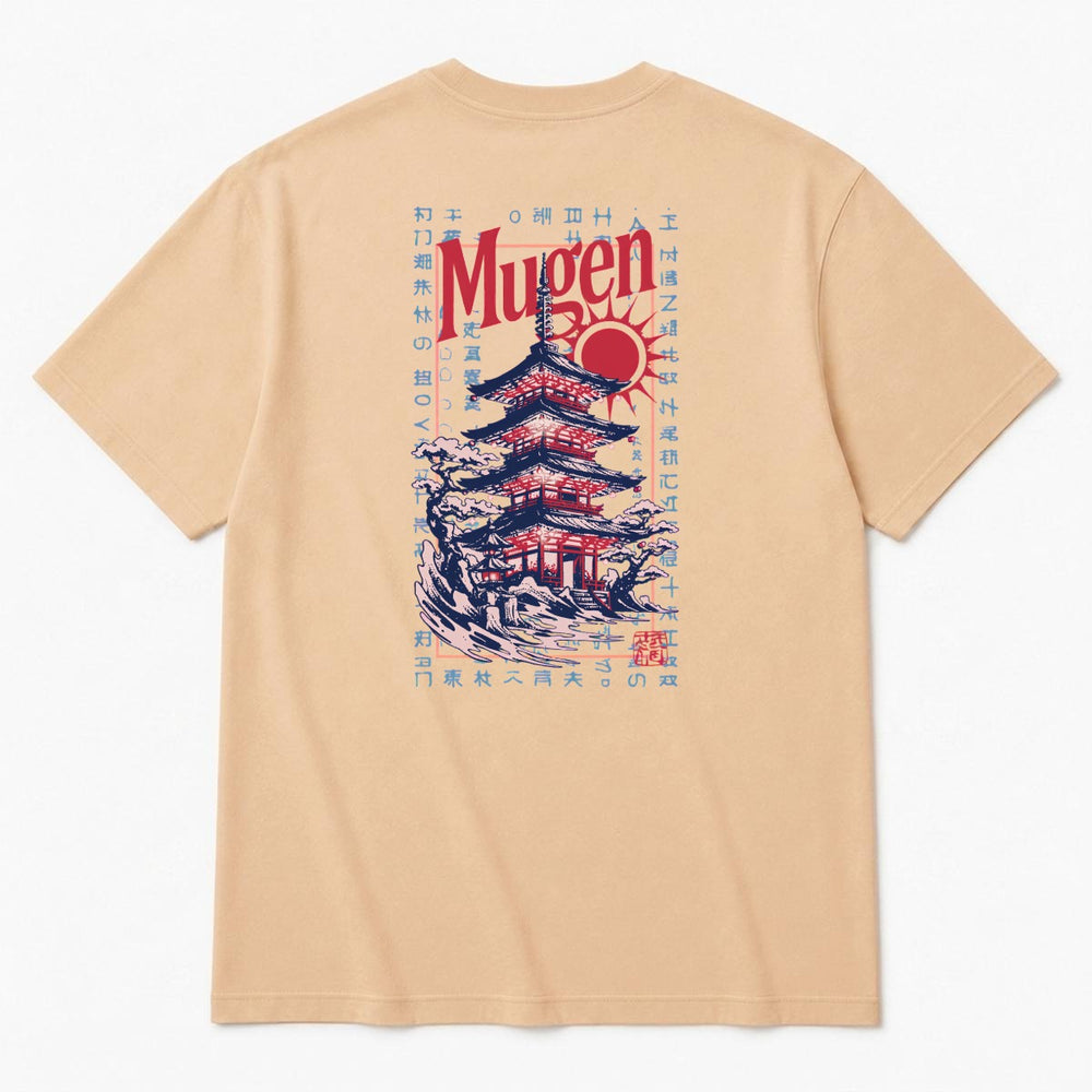 Japanese Pagoda Men's Heavyweight Crew Neck T-Shirt - 100% Cotton