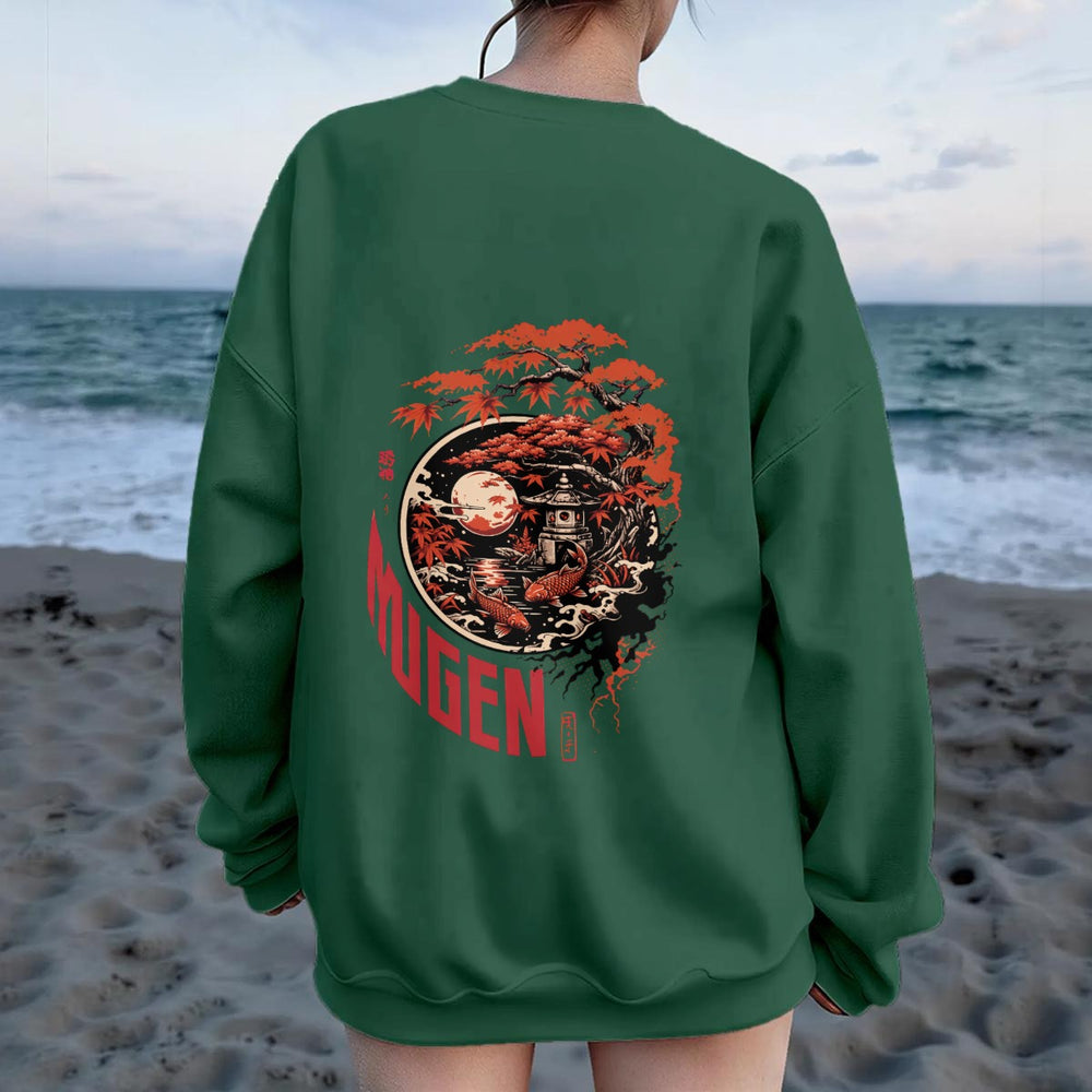 Japanese Garden Women's Drop Shoulder Crew Neck Sweatshirt