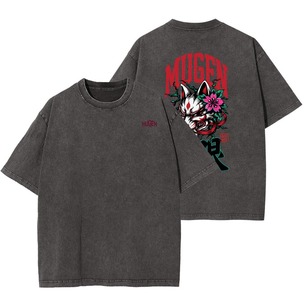 Kitsune Heavyweight Washed T-shirt - 100% Cotton