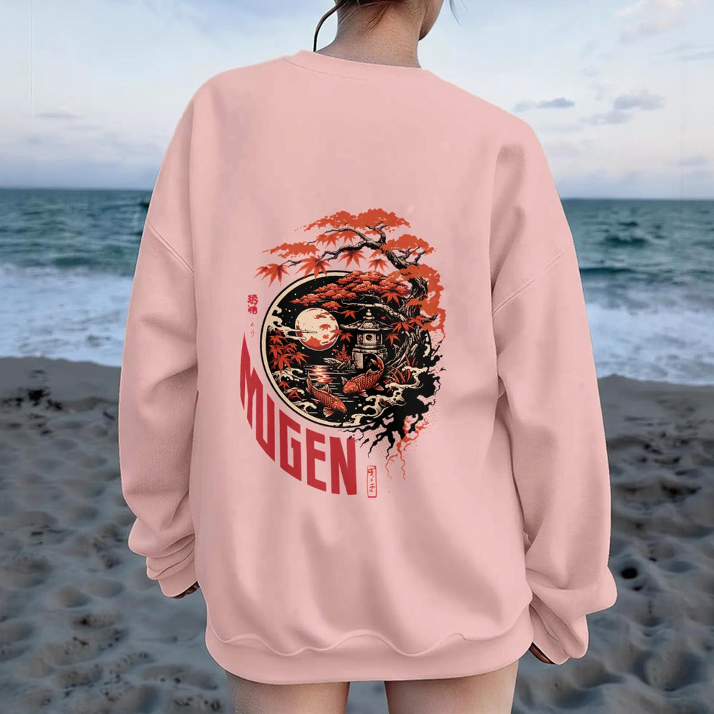 Japanese Garden Women's Drop Shoulder Crew Neck Sweatshirt