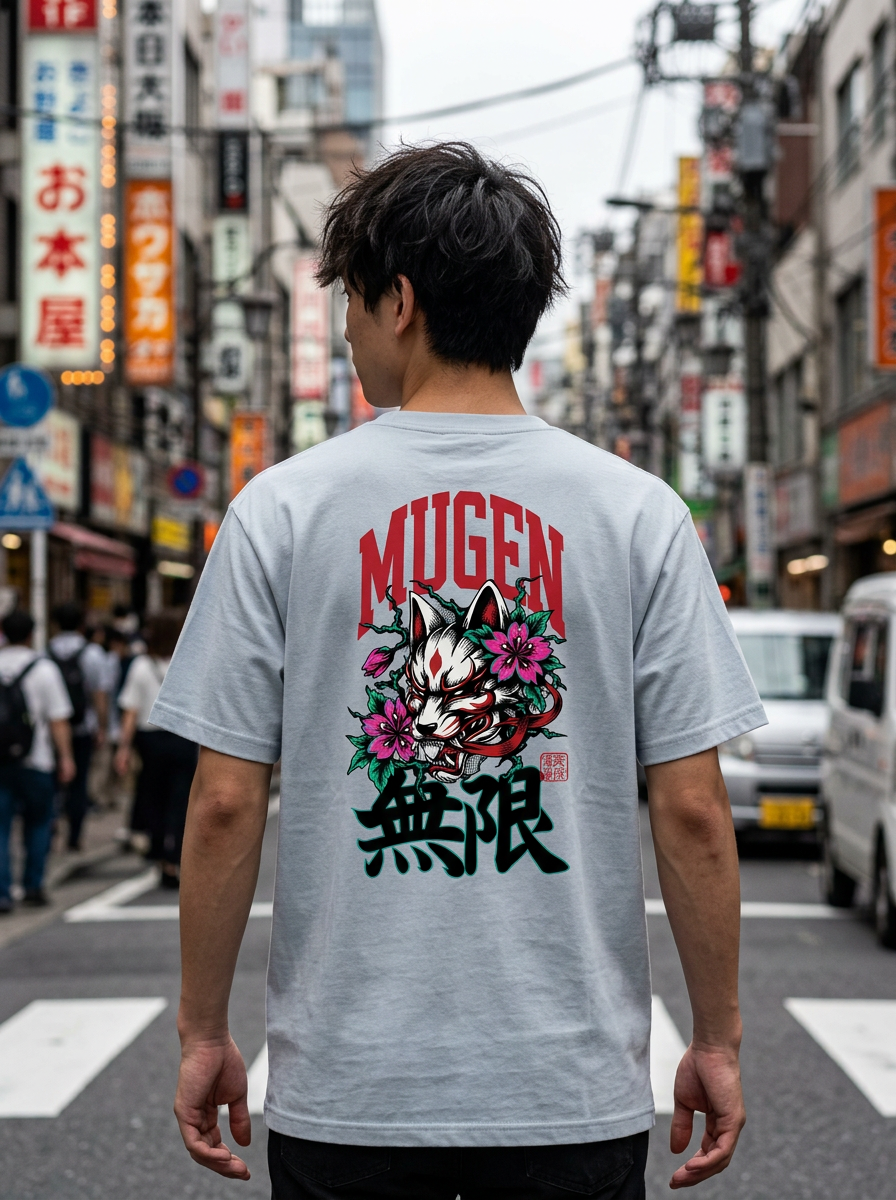 Kitsune Men's Heavyweight Crew Neck T-Shirt - 100%