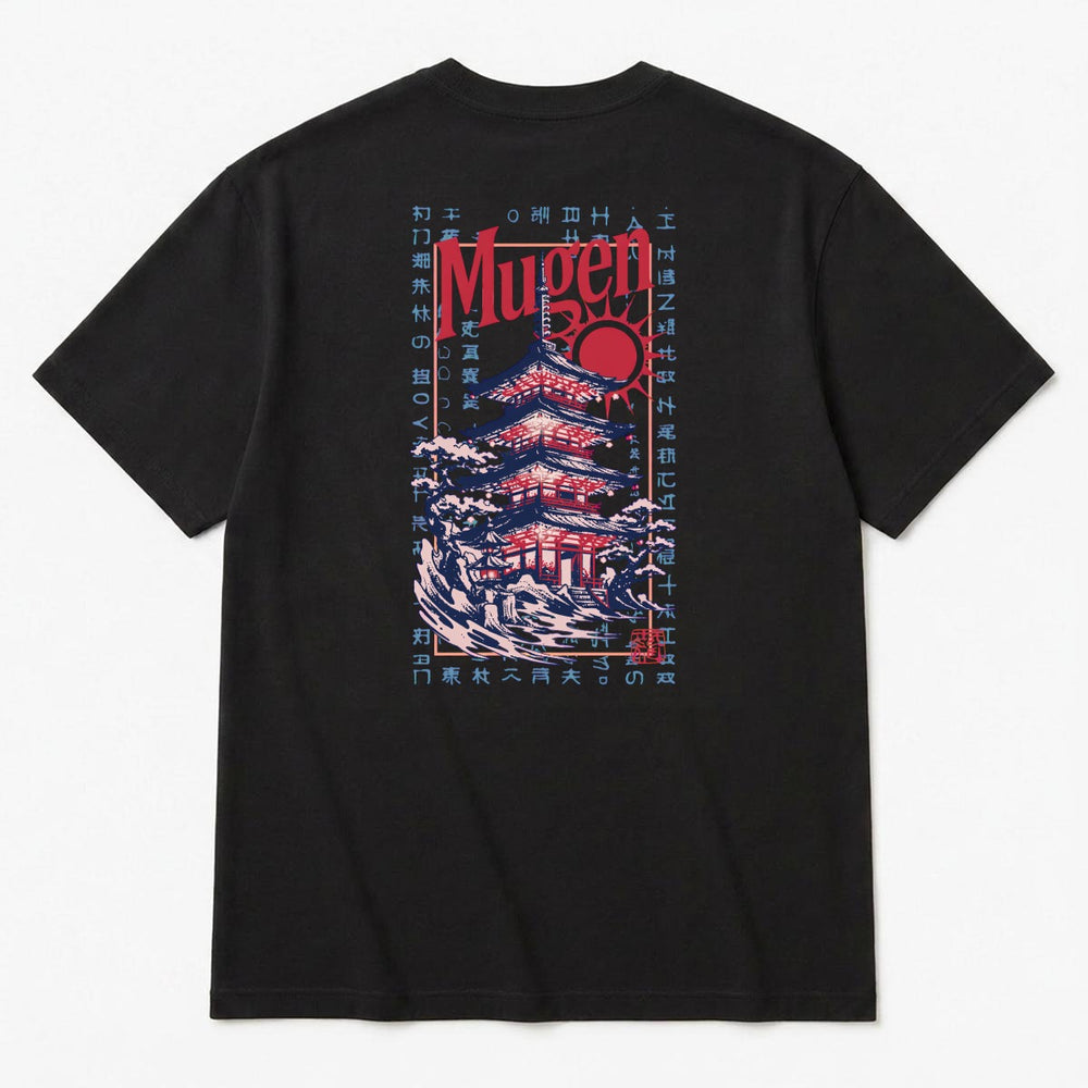Japanese Pagoda Men's Heavyweight Crew Neck T-Shirt - 100% Cotton