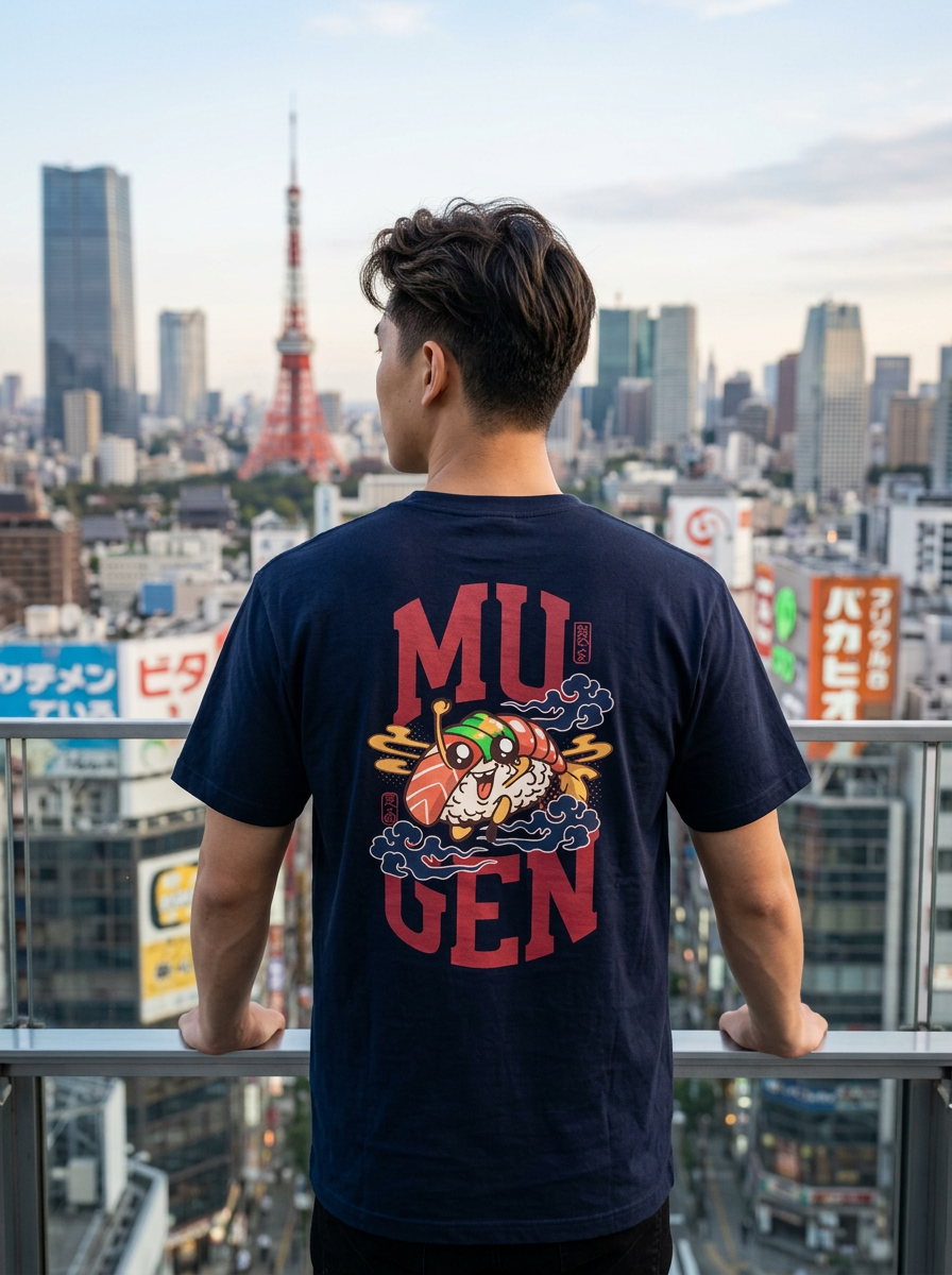 Sushi Men's Heavyweight Crew Neck T-Shirt - 100% Cotton