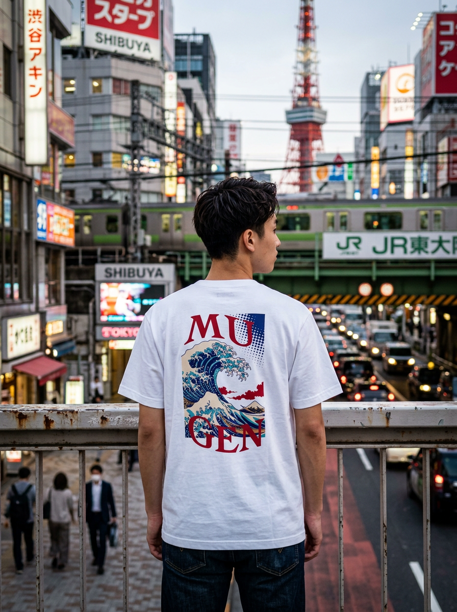 Great Wave Men's Heavyweight Crew Neck T-Shirt - 100% Cotton