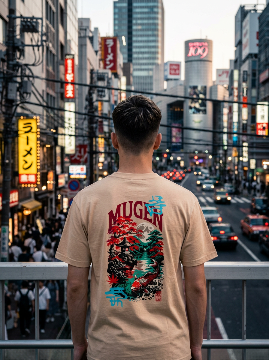 Japanese Garden Men's Heavyweight Crew Neck T-Shirt - 100% Cotton