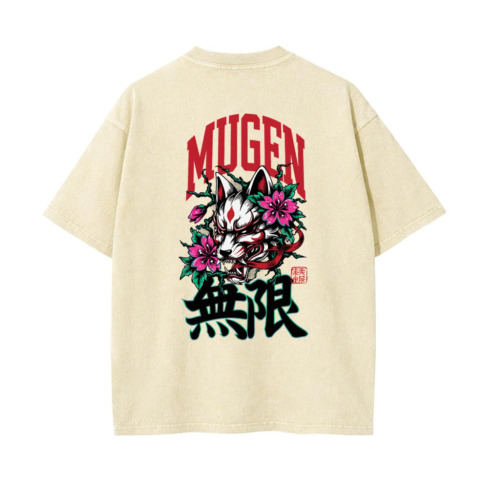 Kitsune Heavyweight Washed T-shirt - 100% Cotton