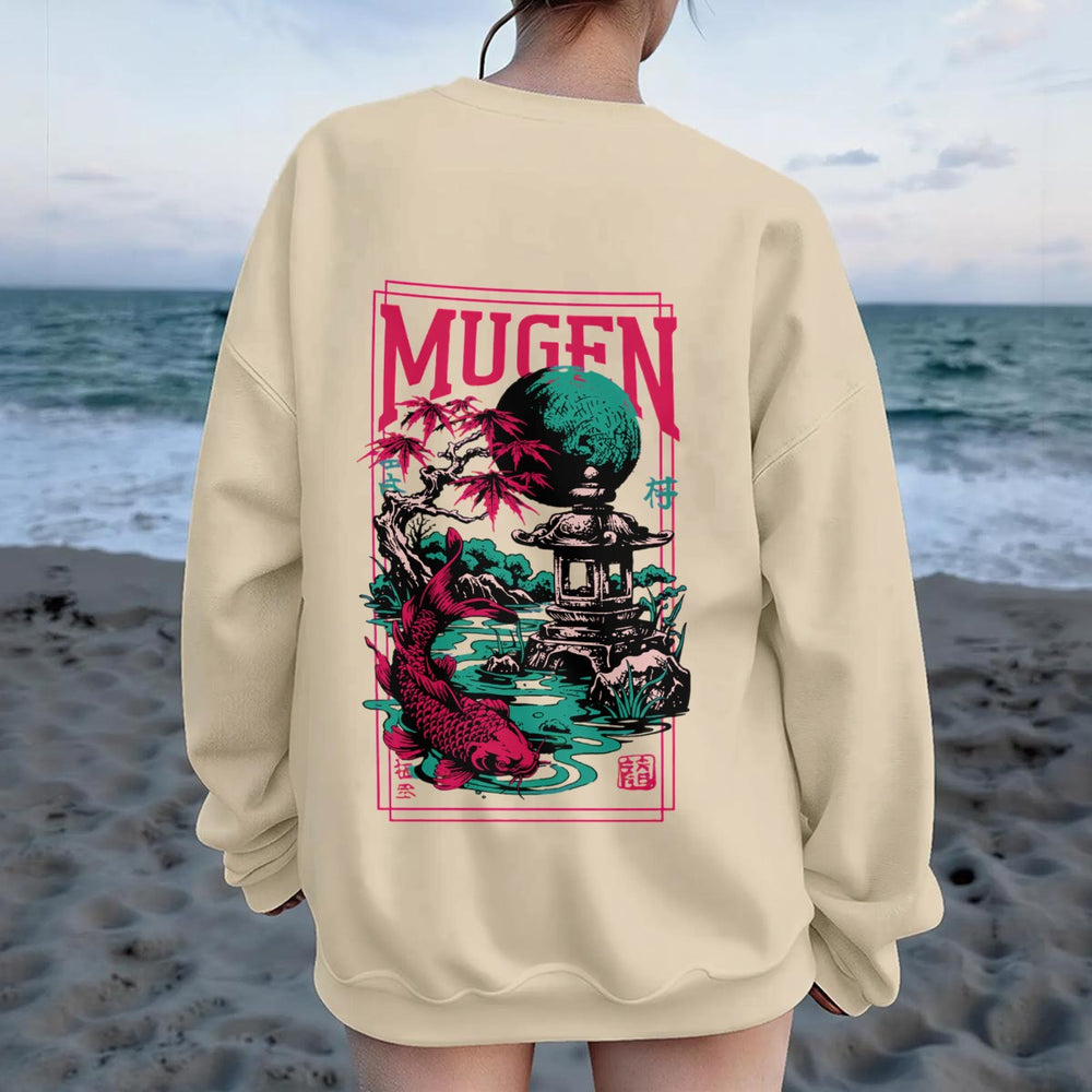 Japanese Garden Women's Drop Shoulder Crew Neck Sweatshirt